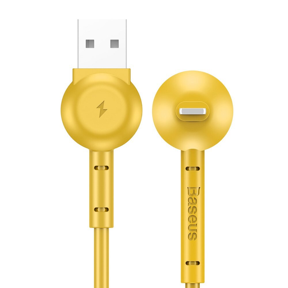 Cablu de date Baseus Maruko Lightning, Functie Stand, Fast Charge, Insertie 90° pentru iPhone, 1 m, galben