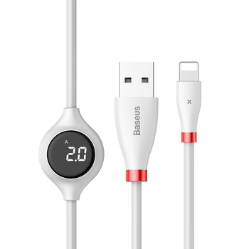 Cablu Lightning pentru iPhone cu afisaj digital, 2A , 1.2M, Baseus Big Eye CALEYE-01, alb Cablu Lightning pentru iPhone cu afisaj digital, 2A , 1.2M, Baseus Big Eye CALEYE-01, alb