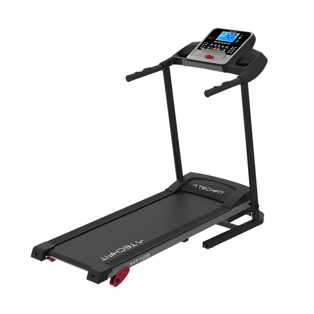 Banda de alergare TECHFIT MT125, Putere maxima motor 2.5 CP, Greutate utilizator 110 Kg, Bluetooth, MP3, Suport tableta/smartphone, sistem de siguranta SoftDrop, Pliabila
