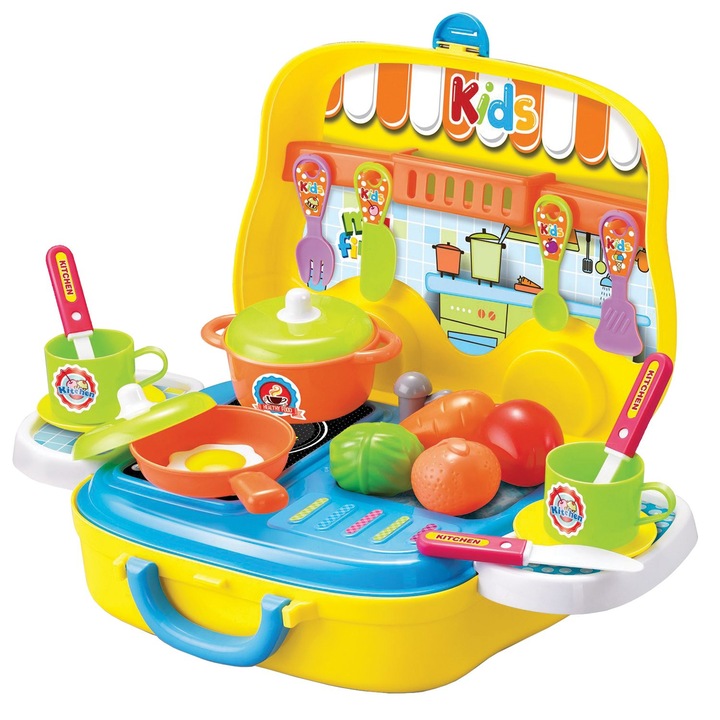 Bucatarie pentru copii, valiza portabila cu roti, JC8915 Xiong Cheng