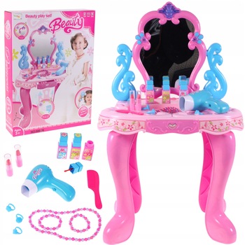 Masuta de Make-Up dedicata fetelor cu oglinda Rotativa, Accesorizata cu Muzica si Lumini, Multitudine de accesorii pentru infrumusetare ce reprezinta un joc de rol pentru formarea imaginii de printese a orcarei domnisoare Masuta de Make-Up dedicata fetelor cu oglinda Rotativa, Accesorizata cu Muzica si Lumini, Multitudine de accesorii pentru infrumusetare ce reprezinta un joc de rol pentru formarea imaginii de printese a orcarei domnisoare