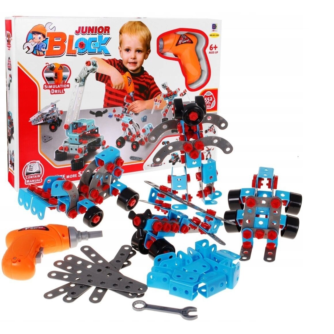 Set de constructie IDL Junior Block, Foarte prietenos, Echipat cu 550 De Elemente ce le permite micutilor sa creeze diverse constructii jongland cu piesele dupa vointa lor, Ajuta la dezvoltarea capacitatilor de coordonare si sporeste imaginatia