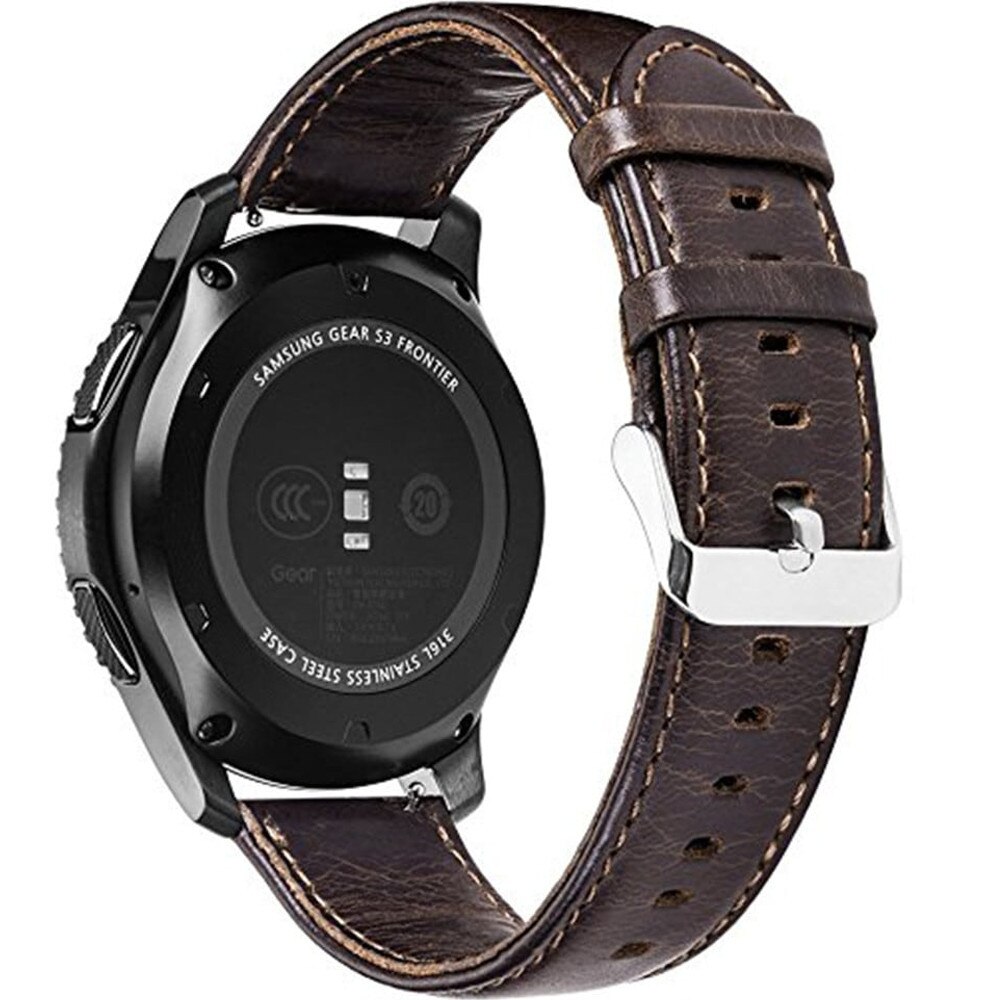Curea piele Smartwatch Samsung Gear S3, iUni 22 mm Vintage Dark Coffee