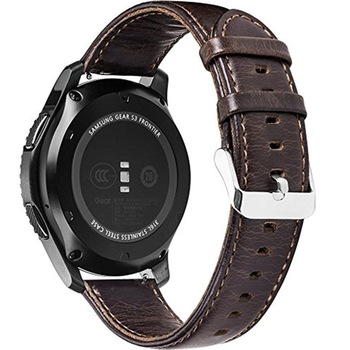 Curea piele Smartwatch Samsung Gear S3, iUni 22 mm Vintage Dark Coffee Curea piele Smartwatch Samsung Gear S3, iUni 22 mm Vintage Dark Coffee