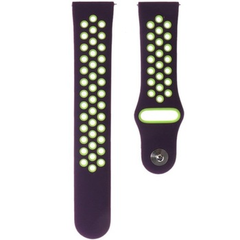 Curea iUni pentru Samsung Gear S3 / Galaxy Watch 46, 22 mm, Silicon Sport Purple-Green