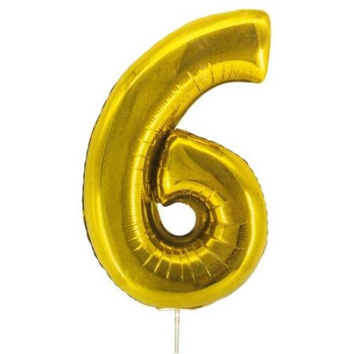 Balon iMK®, Cifra 6, Efect unic , Auriu, 30 x 12 cm