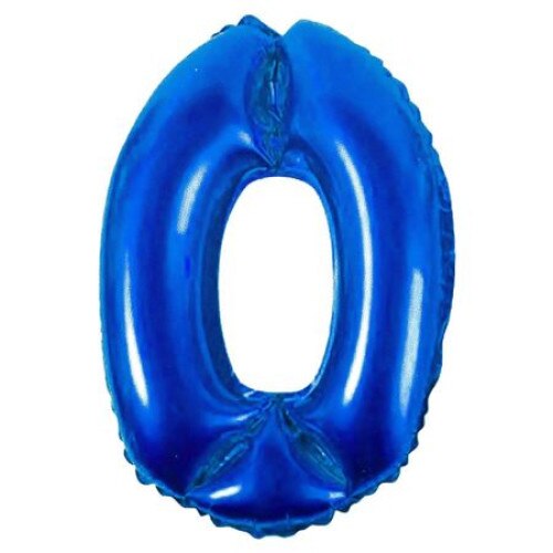 Balon iMK®, Cifra 0, Efect metalizat , Albastru , 54 x 76 cm