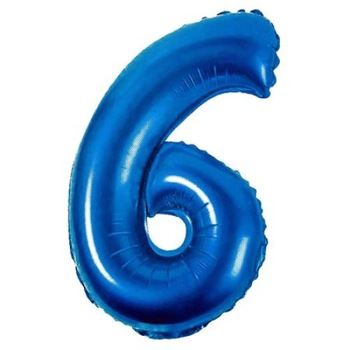 Balon folie aniversare, forma cifra 6, inaltime 1 metru,albastru Balon folie aniversare, forma cifra 6, inaltime 1 metru,albastru