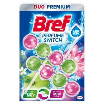 Odorizant wc baie Bref Perfume Switch Aqua Aktiv Apple-Water Lily, pachet, 2 x 50 g, AN Odorizant wc baie Bref Perfume Switch Aqua Aktiv Apple-Water Lily, pachet, 2 x 50 g, AN
