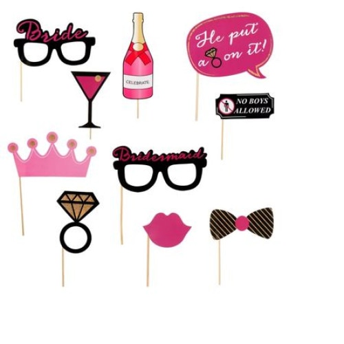 Set 12 props-uri foto iMK® pentru petrecerea burlacitelor , Multicolor, Rezistente