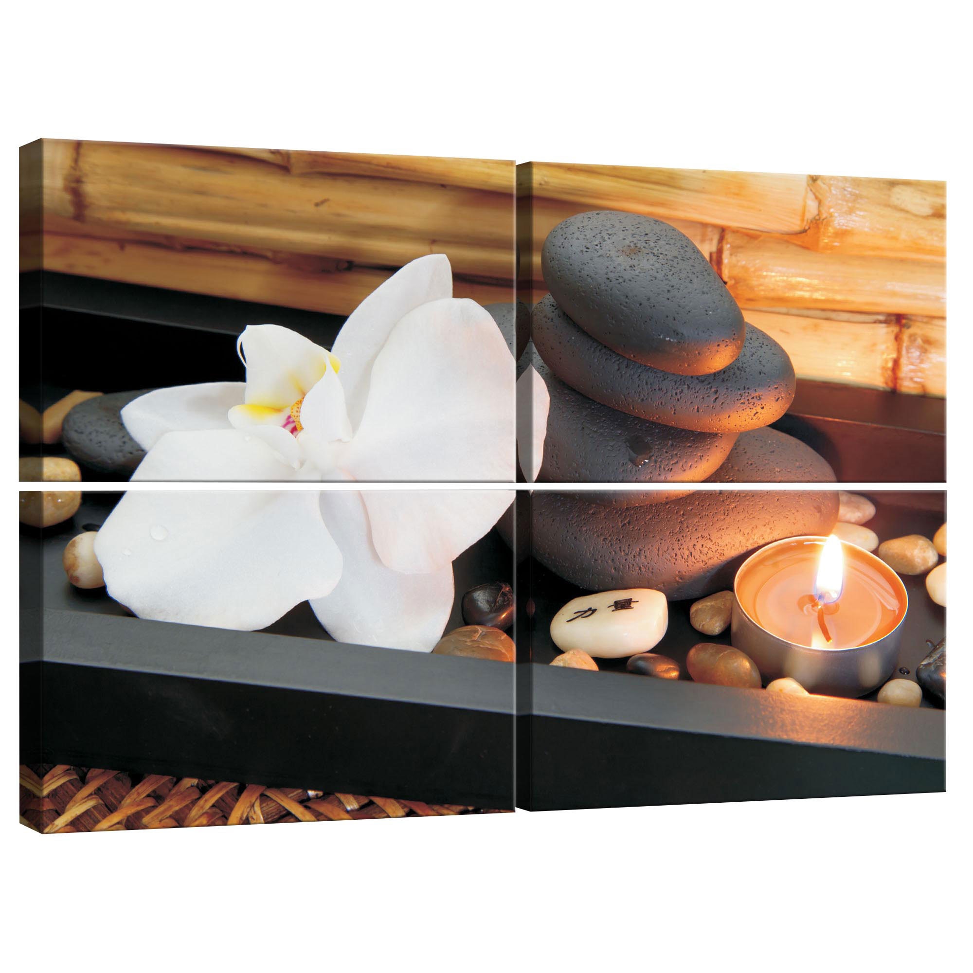 Set Tablouri DEGRETS 78383 Canvas, 80 x 120 cm, 4 piese (4x40x60 cm), Zen