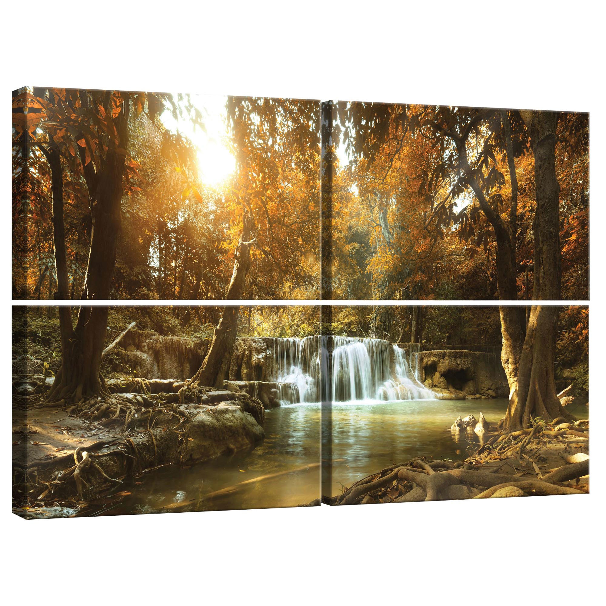 Set Tablouri DEGRETS 78388 Canvas, 80 x 120 cm, 4 piese (4x40x60 cm), Pace de padure 1