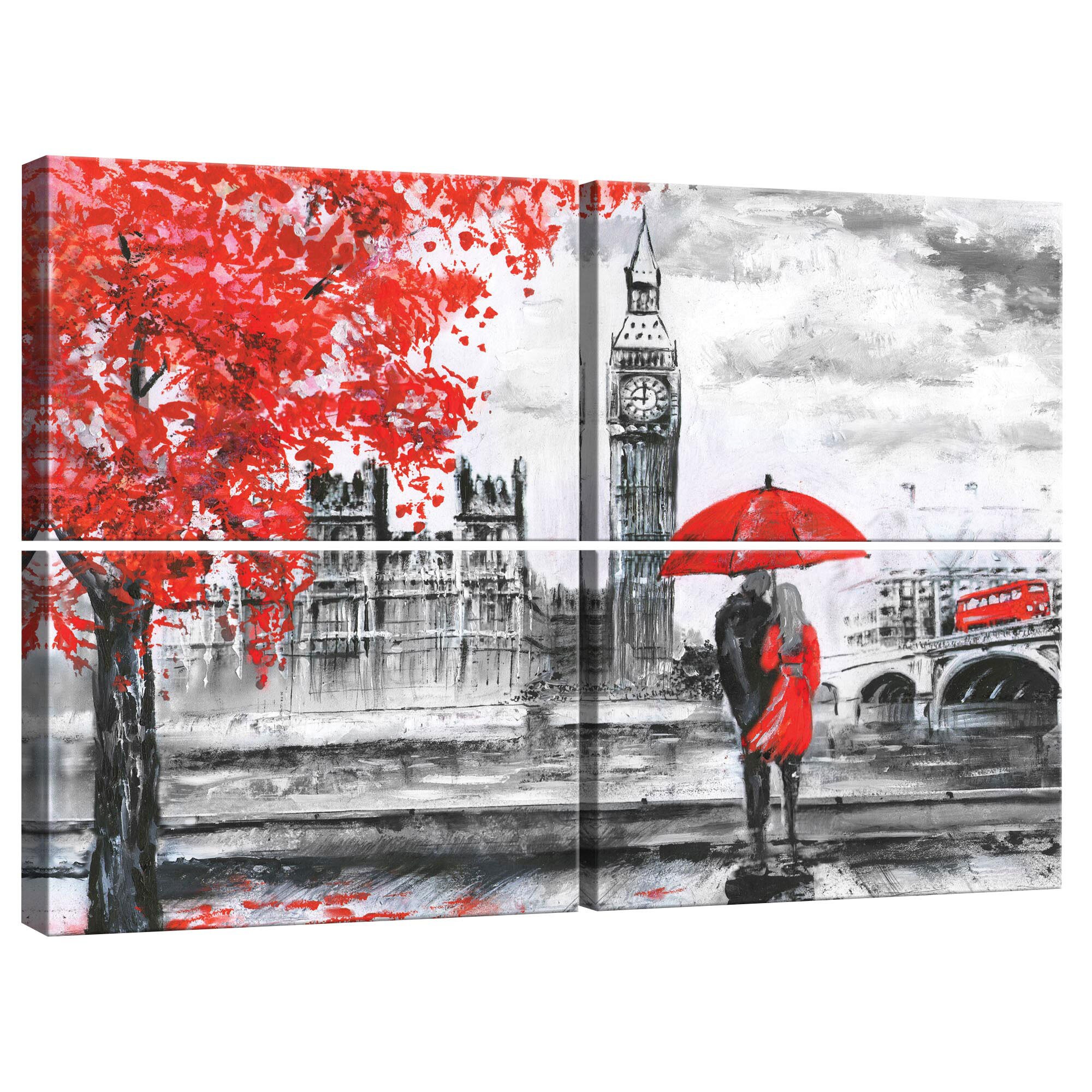 Set Tablouri DEGRETS 78393 Canvas, 80 x 120 cm, 4 piese (4x40x60 cm), Londra Arta