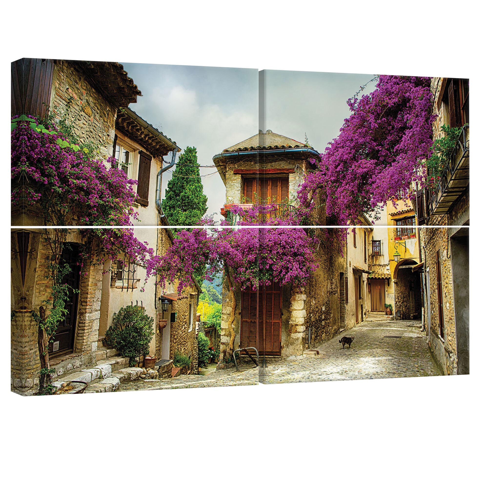 Set Tablouri DEGRETS 78395 Canvas, 80 x 120 cm, 4 piese (4x40x60 cm), Oras Vechi