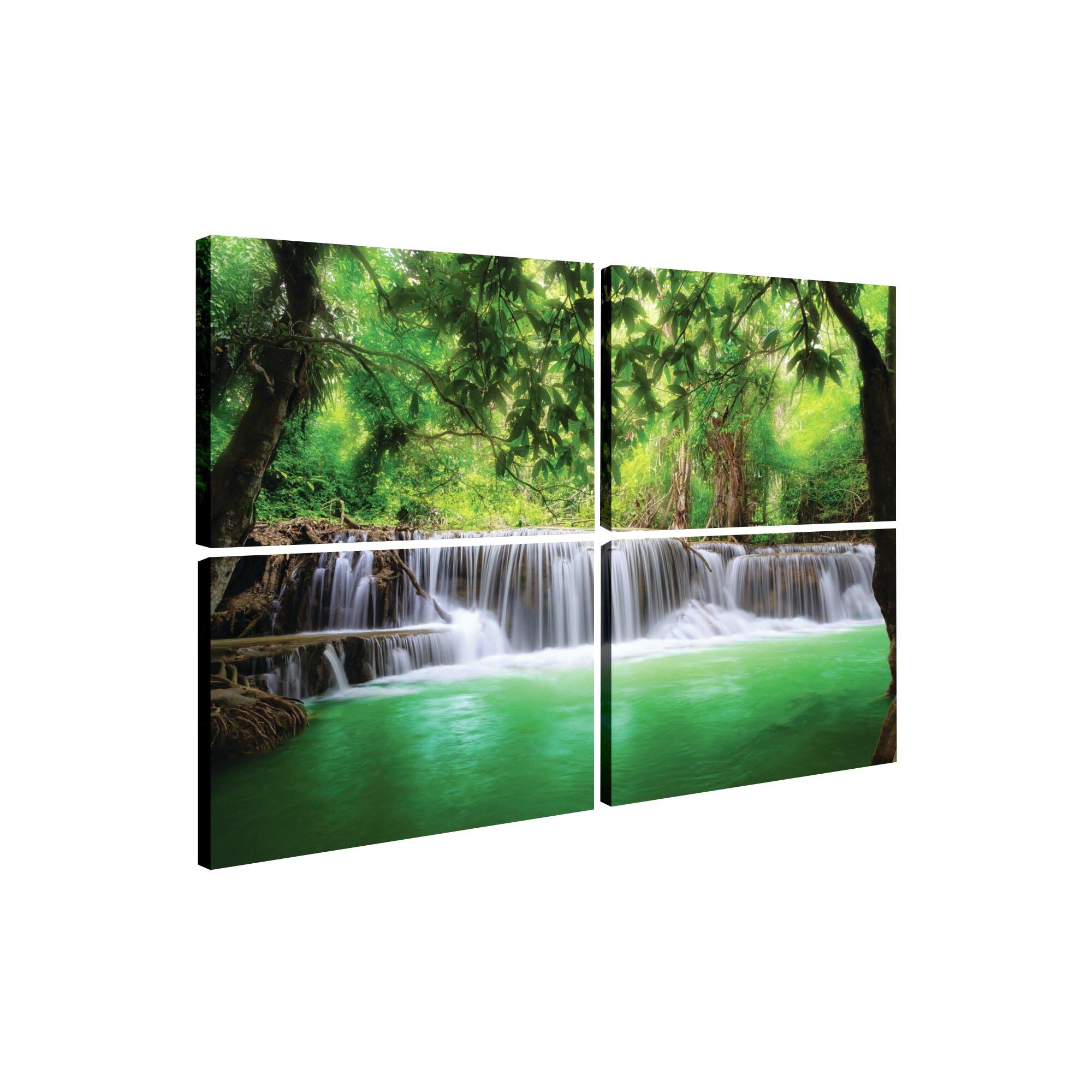 Set Tablouri DEGRETS 78399 Canvas, 80 x 120 cm, 4 piese (4x40x60 cm), Cascada in Tailanda