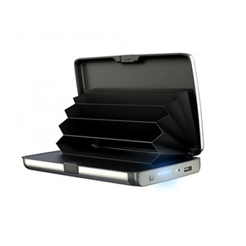 Portofel Carduri securizat RFID si Incarcator Baterie Externa 2in1 E-Charge Wallet negru Portofel Carduri securizat RFID si Incarcator Baterie Externa 2in1 E-Charge Wallet negru