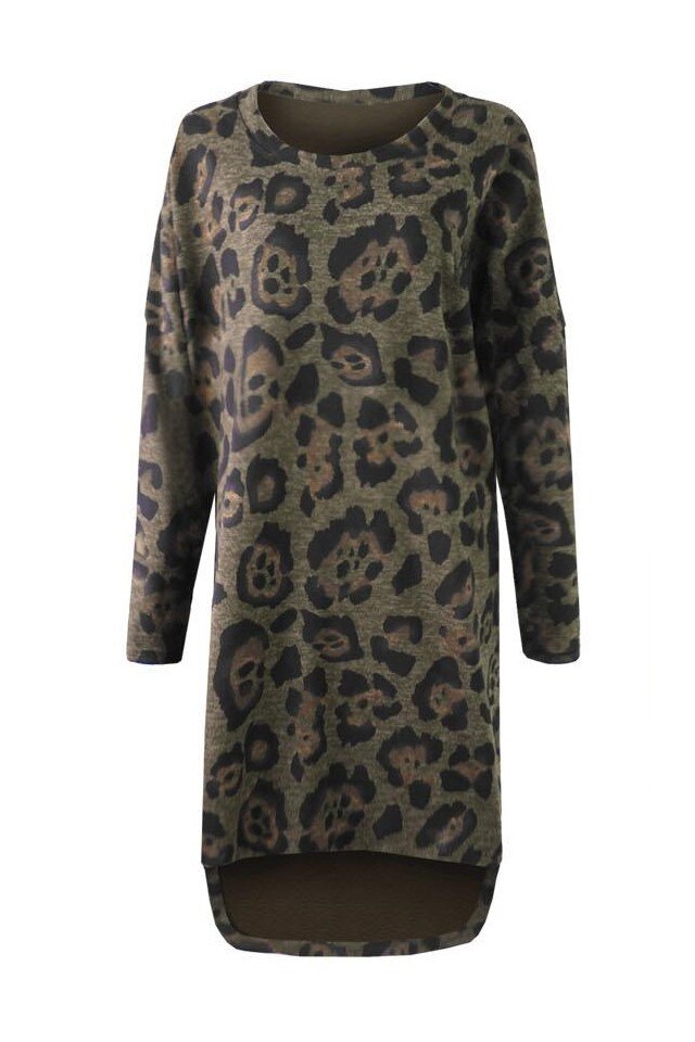 Rochie Dama tip Oversize Leopard print, Verde