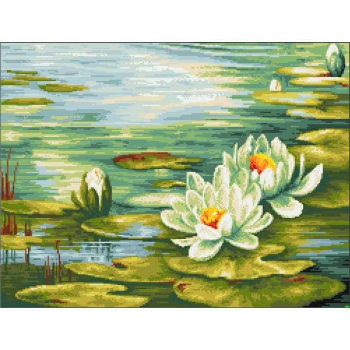 Goblen Dimineata nuferilor - kit goblen cu diagrama color, Rogoblen