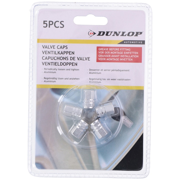 Capac ventil aluminiu silver Dunlop 5buc