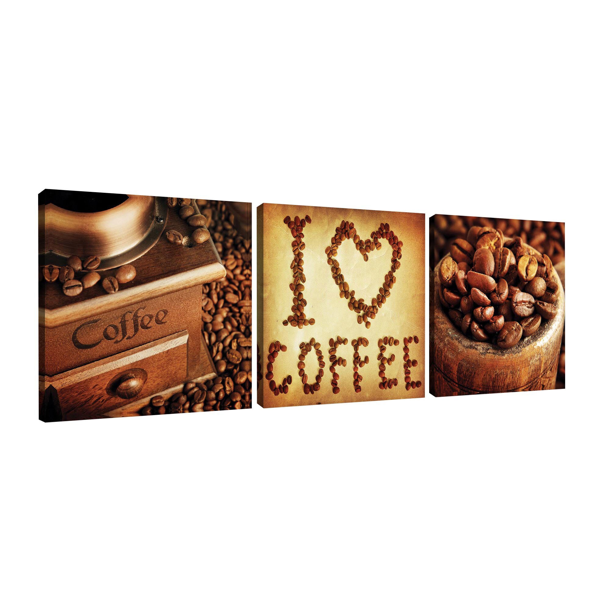 Set Tablouri DEGRETS 78407 Canvas, 25 x 75 cm, 3 piese (3x25x25 cm), Cafea 2