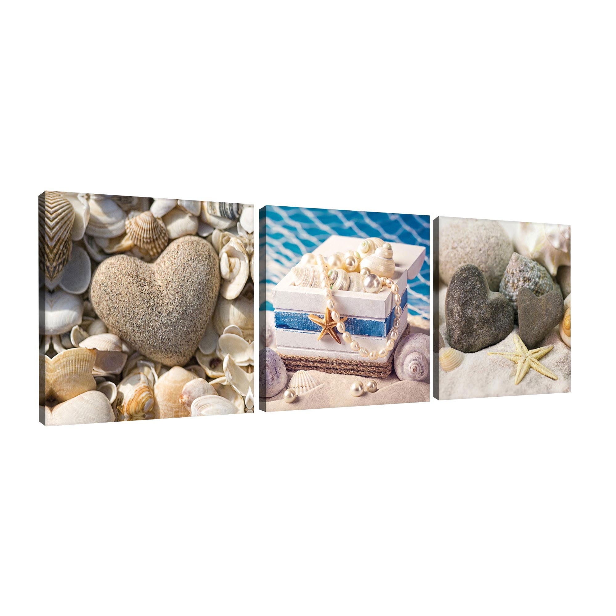 Set Tablouri DEGRETS 78408 Canvas, 25 x 75 cm, 3 piese (3x25x25 cm), Comoara pe mare