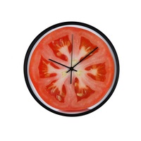 ceas perete produs dekostore pentru bucatarie cu mecanism silentios felie de rosie diametru 30 cm rama neagra din plastic imagen 19_0_
0
