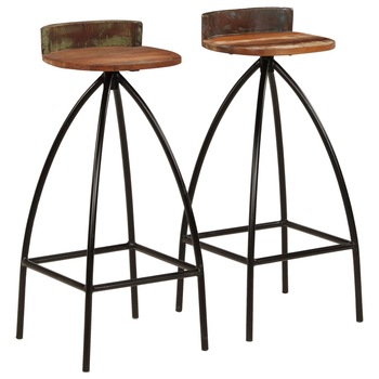 Set de 2 scaune de bar, vidaXL, Lemn masiv reciclat, Maro, 40 x 40 x 82 cm Set de 2 scaune de bar, vidaXL, Lemn masiv reciclat, Maro, 40 x 40 x 82 cm