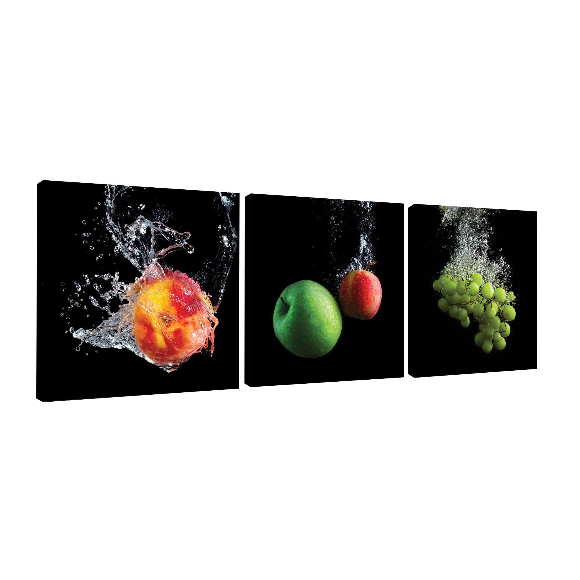 Set Tablouri DEGRETS 78413 Canvas, 25 x 75 cm, 3 piese (3x25x25 cm), Fructe 3D