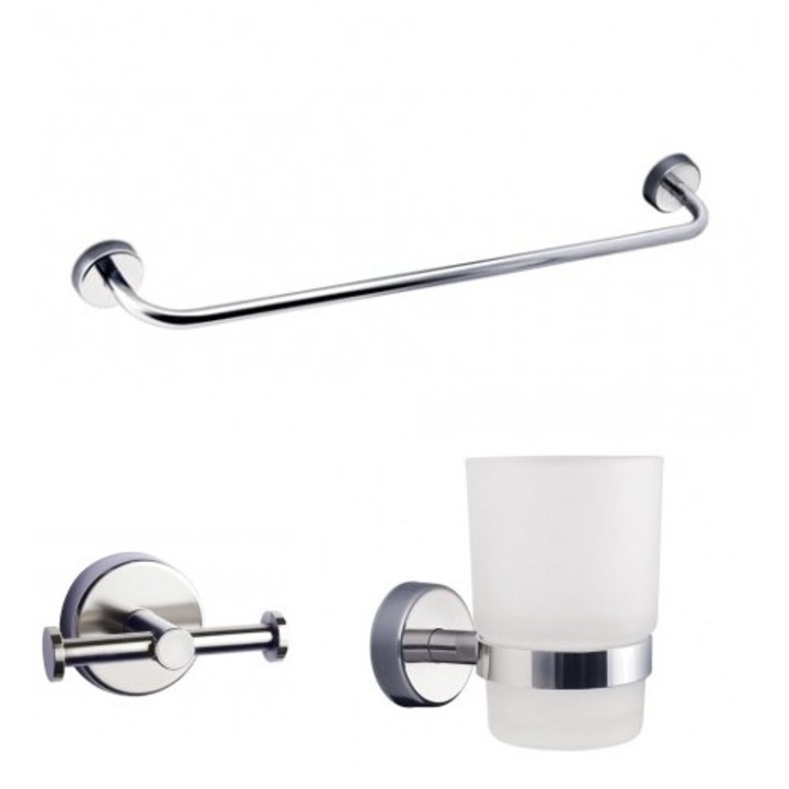 Suport pentru prosoape KAPITAN MODERN Set 3 in 1 - 50 cm, cuier pentru prosoape si suport pentru pahare