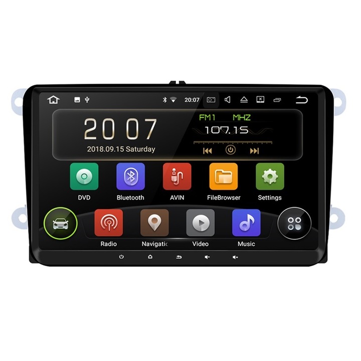 NAVIGPS navigációs GPS, Android 9.0, VW / Golf 5 és 6 / Passat B6 / B7 / CC / Tiguan / Touaren / Jetta / Eos / Polo / Sharan / Amarok / Caddy modellekhez, internet, 4G, alkalmazások, Waze, Wi Fi, USB, bluetooth, mirrorlink