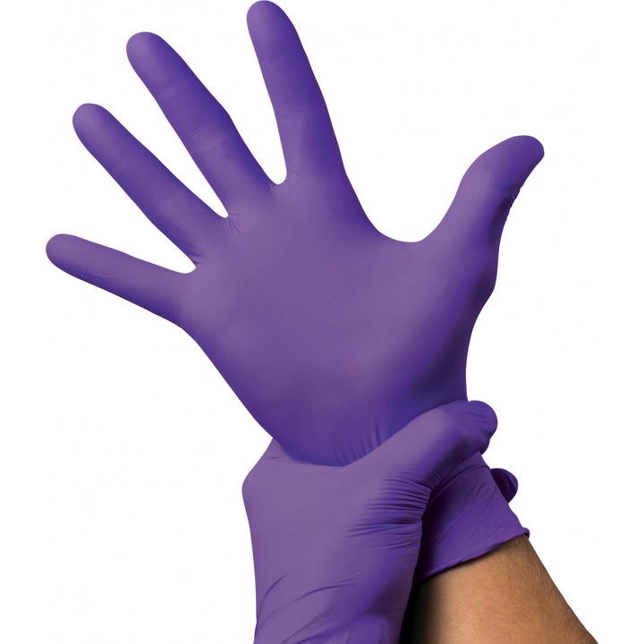 Nitril vizsgálókesztyű, púdermentes, Minut, M-es méret, 100 db, lila