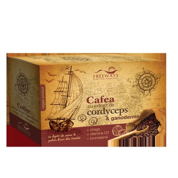 Cafea terapeutica cu extract de Cordyceps si Ganoderma - 1 cutie cu 20 plicuri Cafea terapeutica cu extract de Cordyceps si Ganoderma - 1 cutie cu 20 plicuri