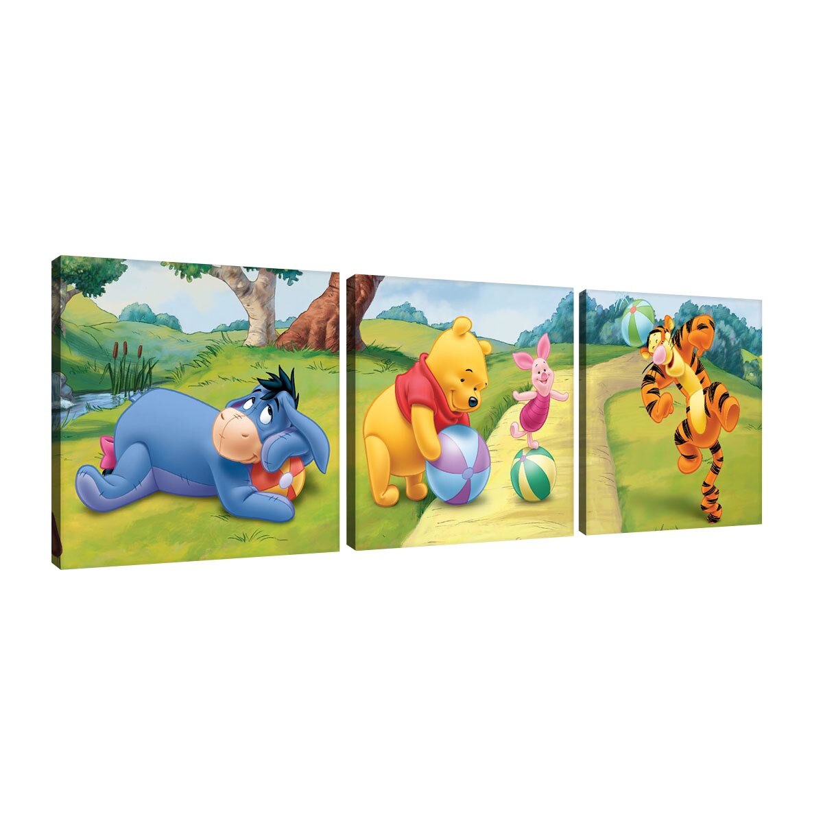 Set Tablouri DEGRETS 78435 Canvas, 25 x 75 cm, 3 piese (3x25x25 cm), Disney Winnie the Pooh 2