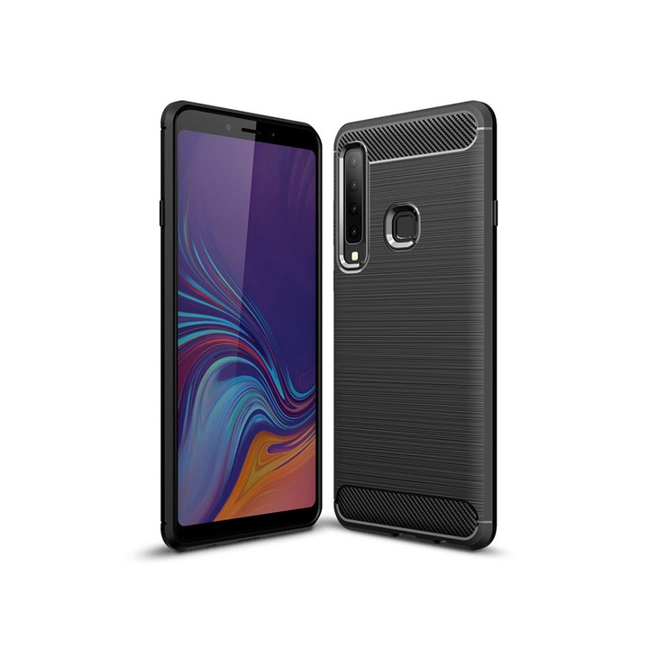 Силиконов гръб Carbon за Samsung Galaxy A9 2018, Черен