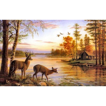 Tablou forex, Cerb si puiul, color, 100cm x 50cm Tablou forex, Cerb si puiul, color, 100cm x 50cm