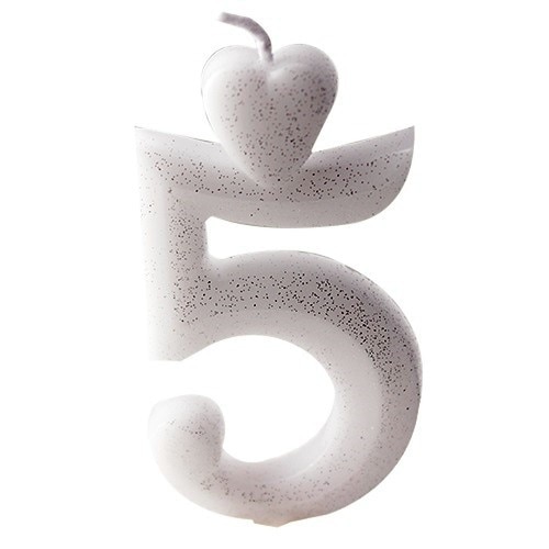 Lumanare argintiu cifra 5 - Lumea Basmelor