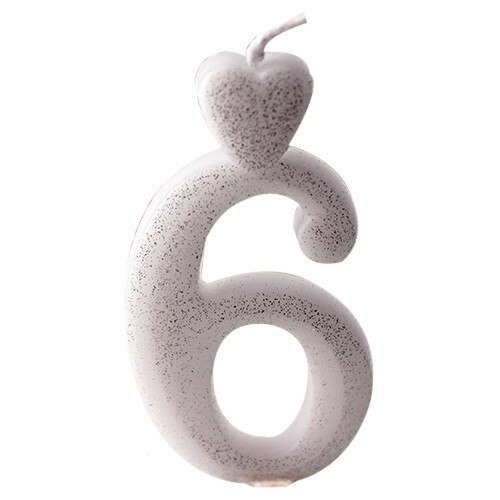Lumanare argintiu cifra 6 - Lumea Basmelor