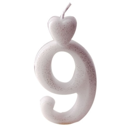 Lumanare argintiu cifra 9 - Lumea Basmelor