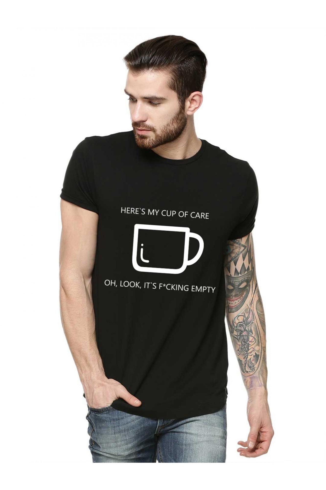 Tricou barbati negru - Cup of care