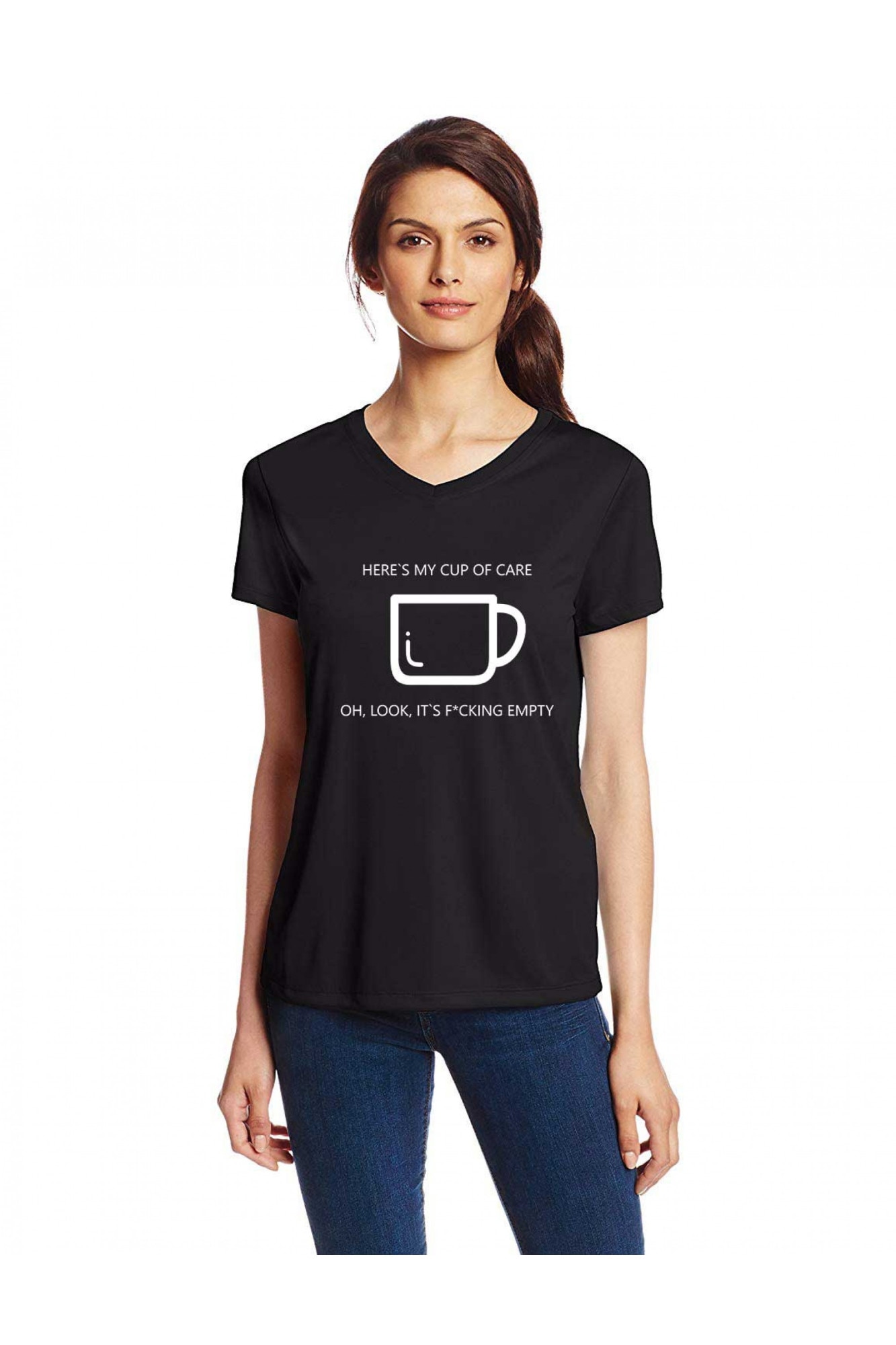 Tricou dama negru - Cup of care