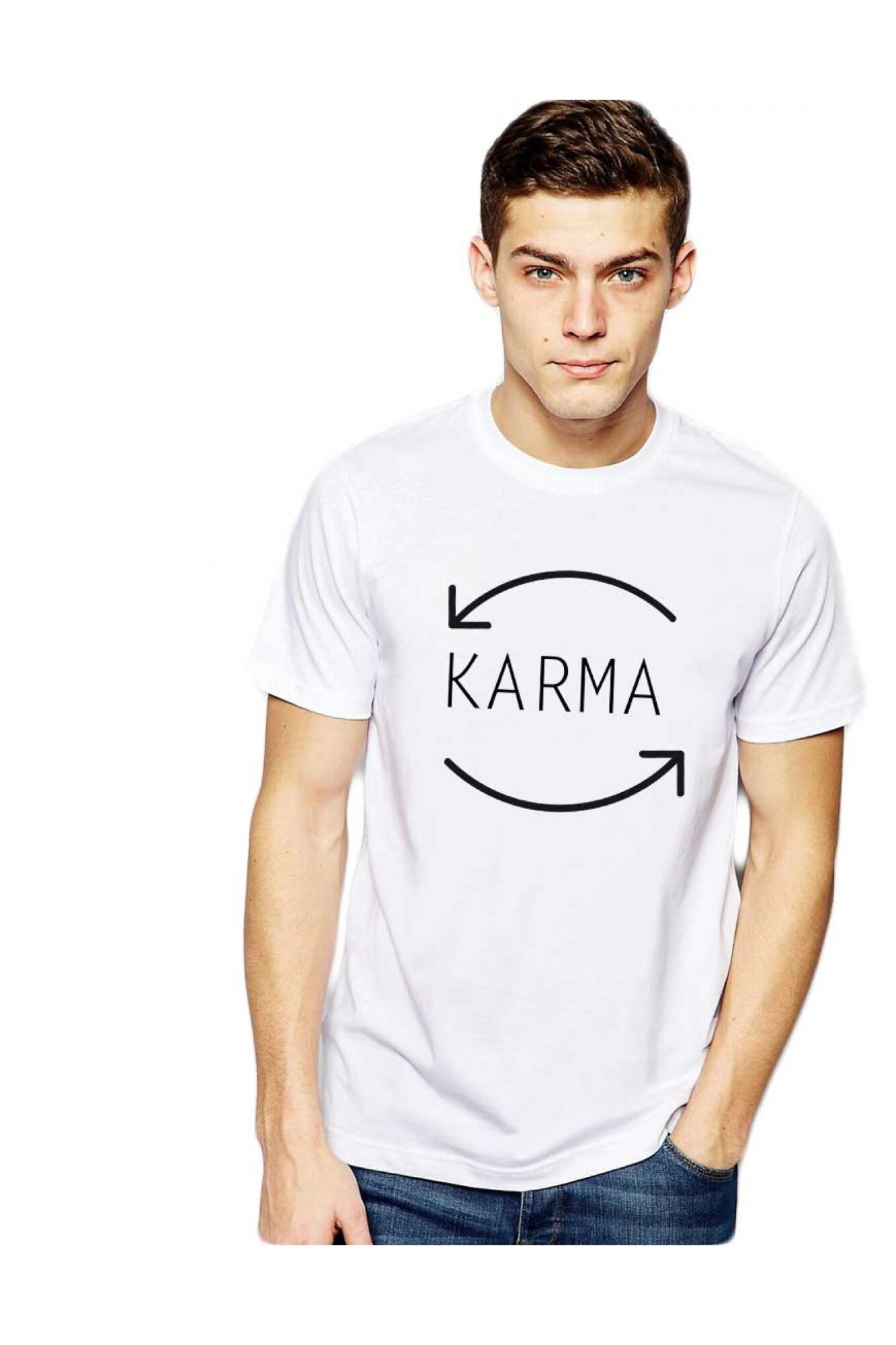 Tricou barbati alb - Karma