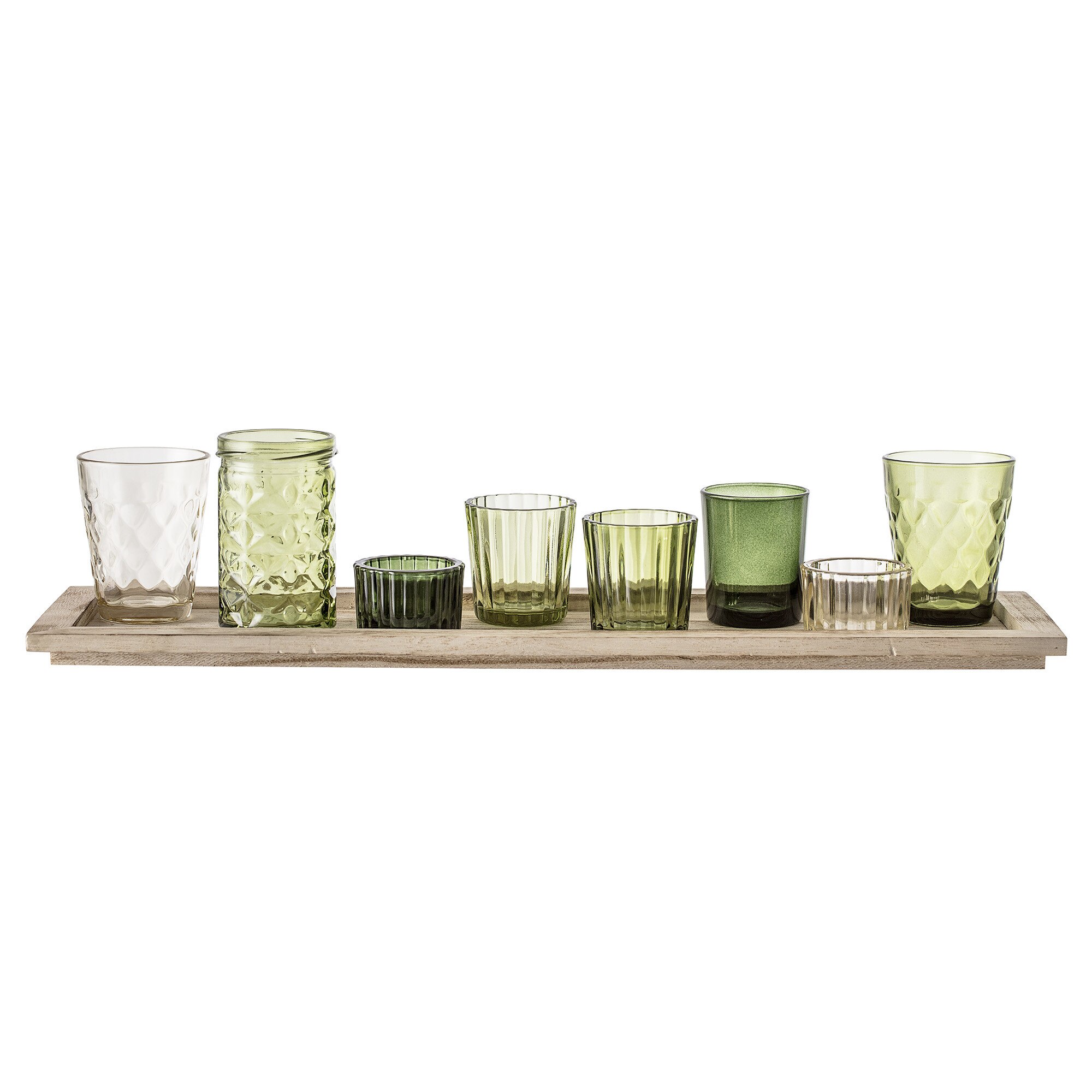 Set 9 articole decorative Votive, Bloomingville, verde