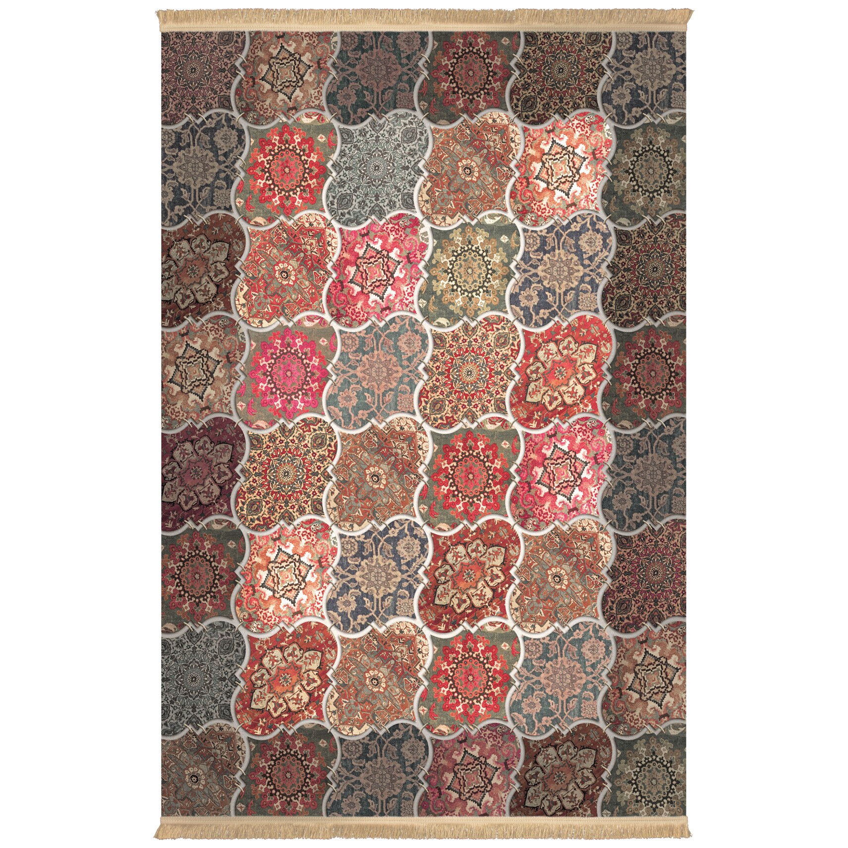 Covor Persan, Colaris, 100169, Dimensiune 0.8X1.2, 1.7milioane nod/mp, Matase Artificiala,Multicolor, Design Modern, Antialergic