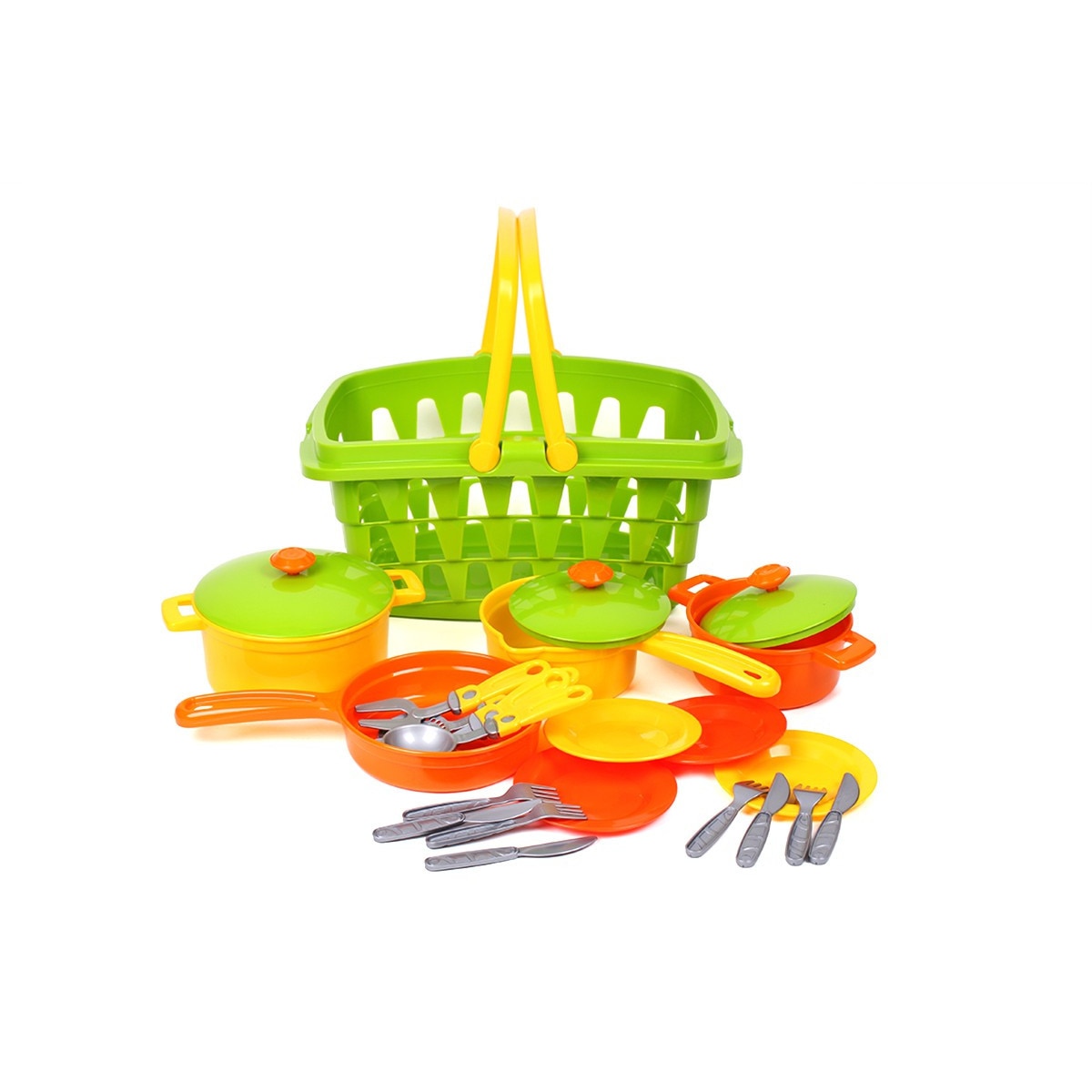 Set accesorii de gatit+cos de cumparaturi,TechnoK,Verde/Galben