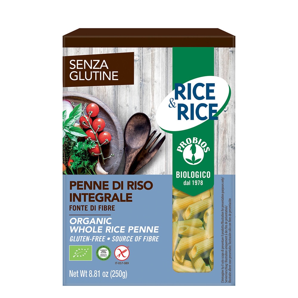 Penne de orez integral - fara gluten, Probios, 250g