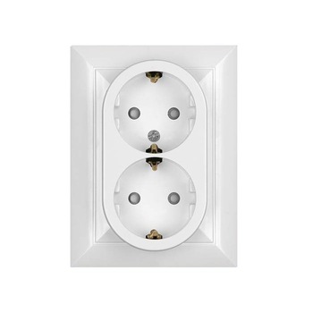 Priza dubla iMKⓇ incastrata, rama inclusa, contact de protectie, bej, AN Priza dubla iMKⓇ incastrata, rama inclusa, contact de protectie, bej, AN