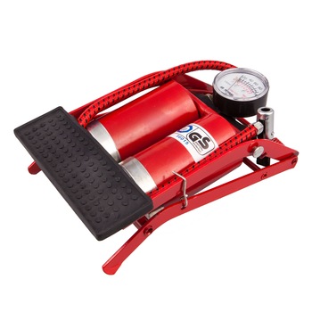 Pompa aer de picior cu piston dublu si manometru 4cars Pompa aer de picior cu piston dublu si manometru 4cars