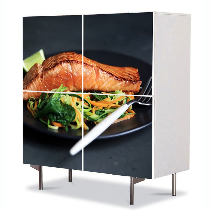 Comoda cu 4 usi Art Factory Multicolor Culinar Moderna Fel de mancare cu peste