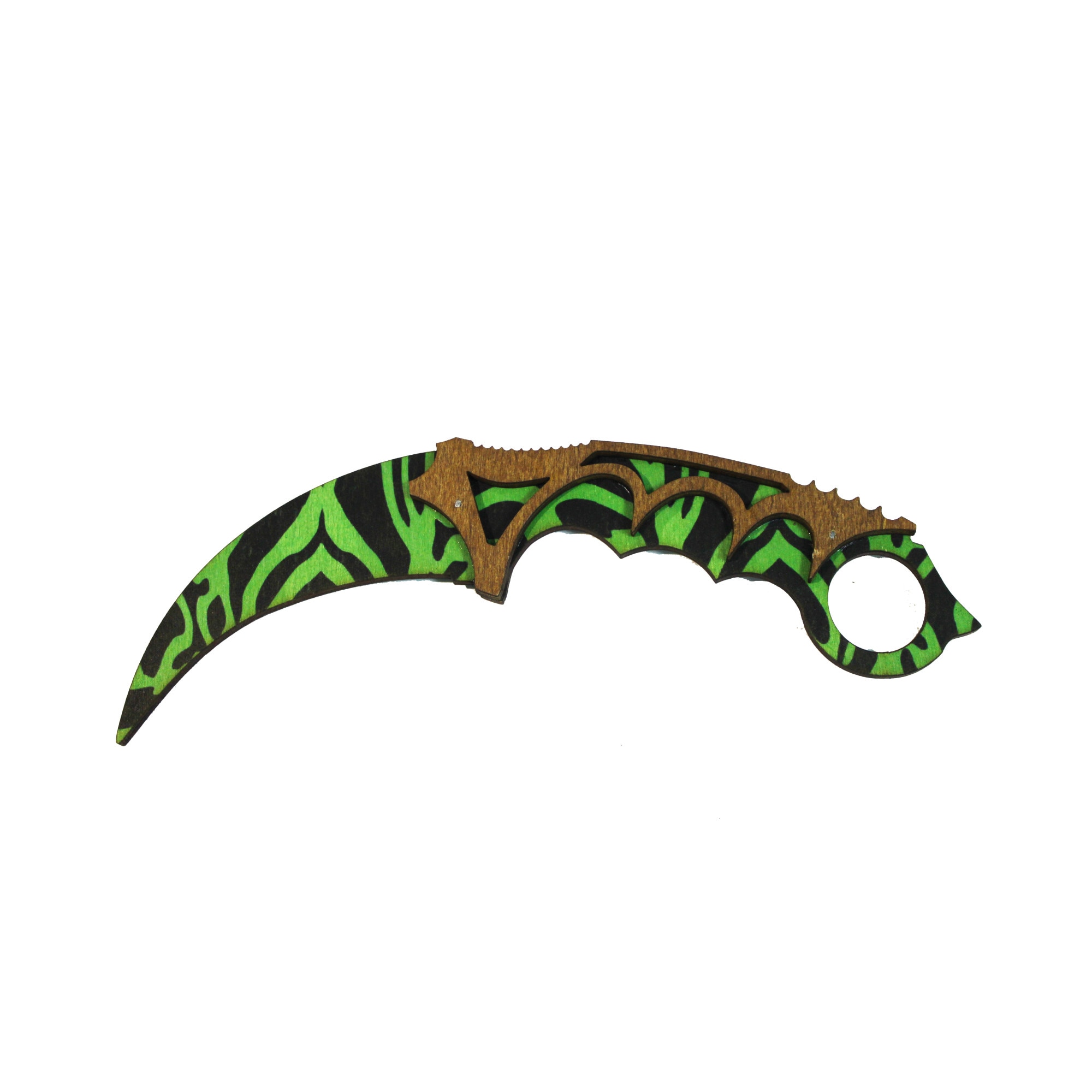 Carambit din lemn, Gifttech, Verde/Negru