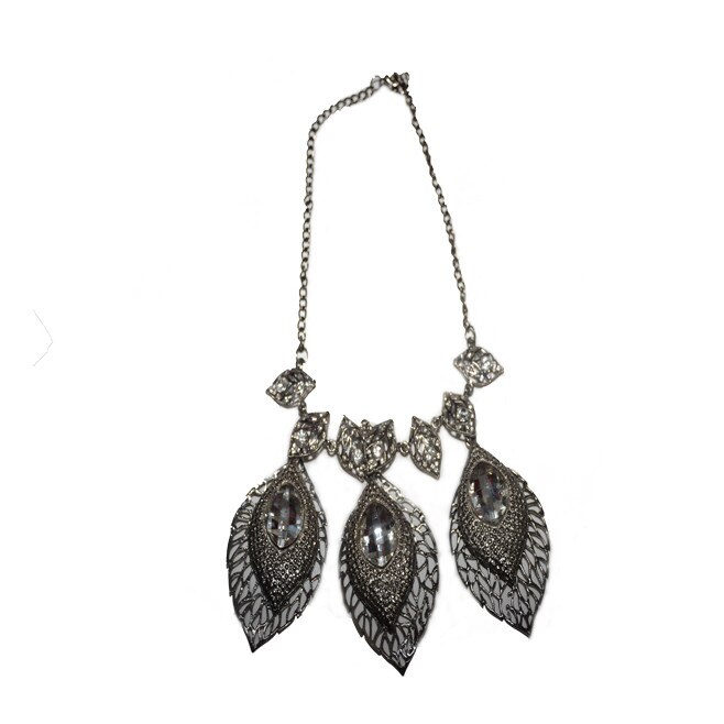 Colier elegant si original cu cristale, D&J Exclusive, Argintiu